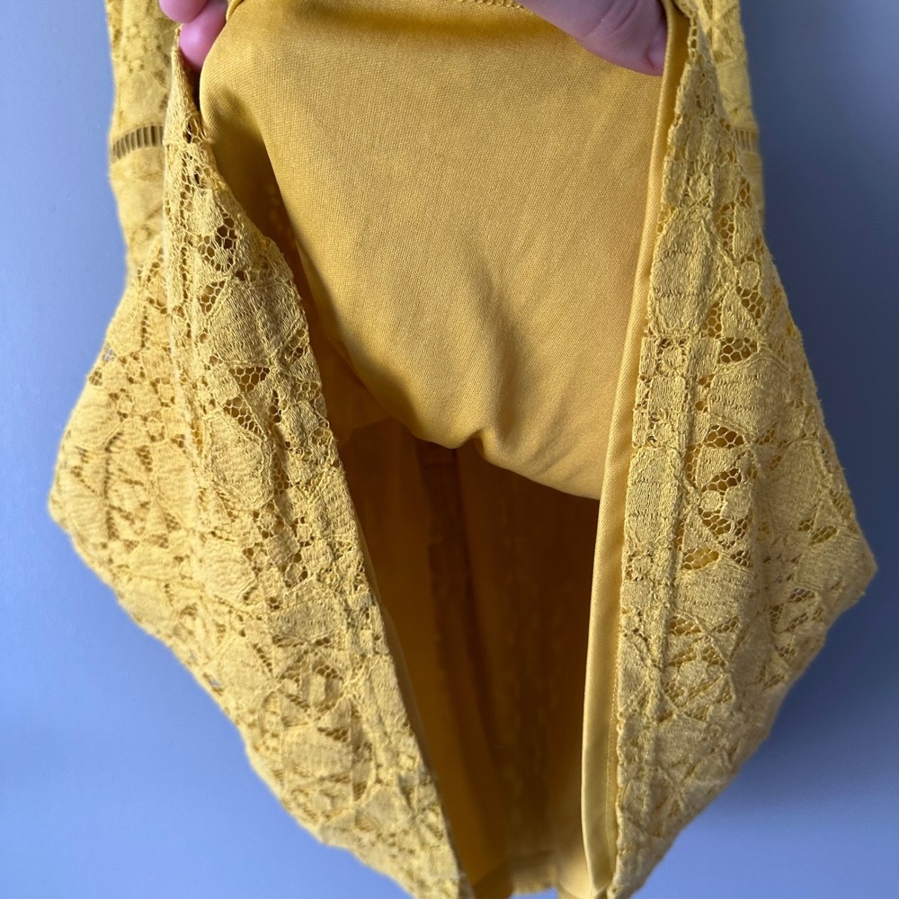 Yellow Lace Ruffle Dress - Picture 4 of 12